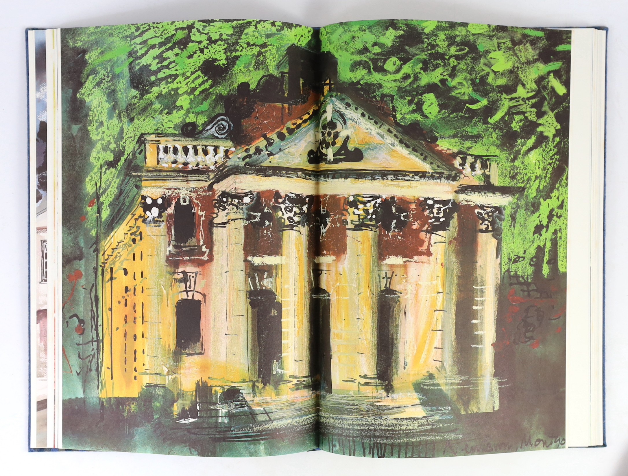 Thomas, Dylan - Deaths and Entrances, one of 250, illustrated by John Piper with coloured frontis and 7 double page plates, folio, blue quarter morocco cloth covered boards, Gwasg Gregynog, Newtown, 1984, in slip case.